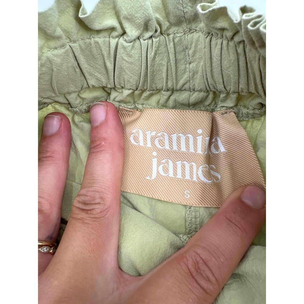 Araminta James Women Olive Green Paperbag Waist Drawstring Shorts Size Small - Picture 3 of 3